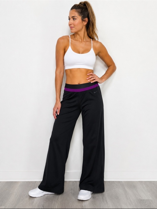 Nike Pants - Nike Dri-FIT Yoga Pants Women’s Large Black Purple Wide Leg Athletic Workout